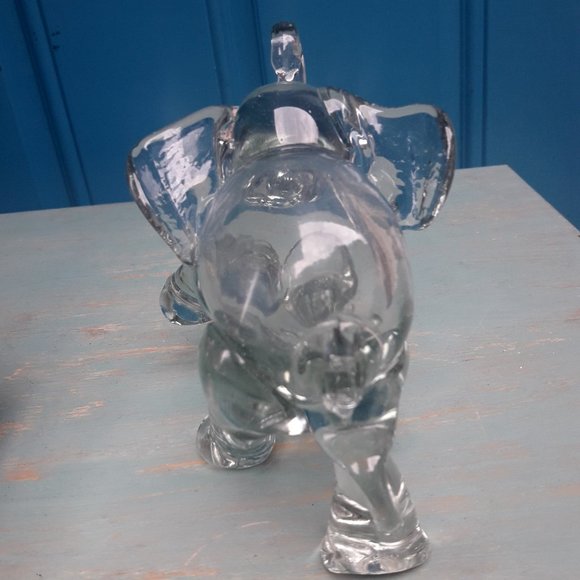 Glass Elephant Animal Figurine Hand Blown Bubble Glass Clear Handmade Glass Art - Picture 4 of 14